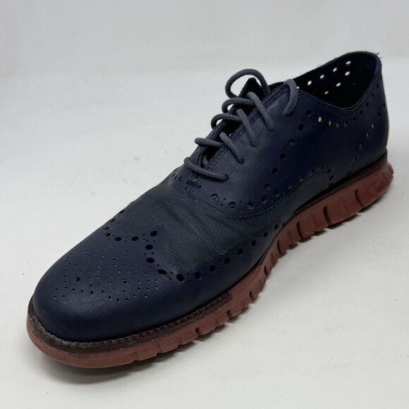 Cole Haan ZeroGrand Remastered Shoes Mens 10 M Blue Leather Wingtip No Stitch - Picture 7 of 16
